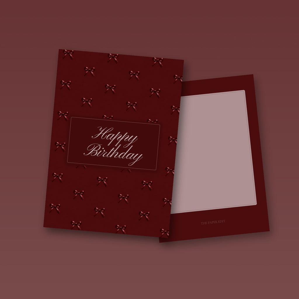 Maroon Bows Happy Birthday Card by The Paper Edit
