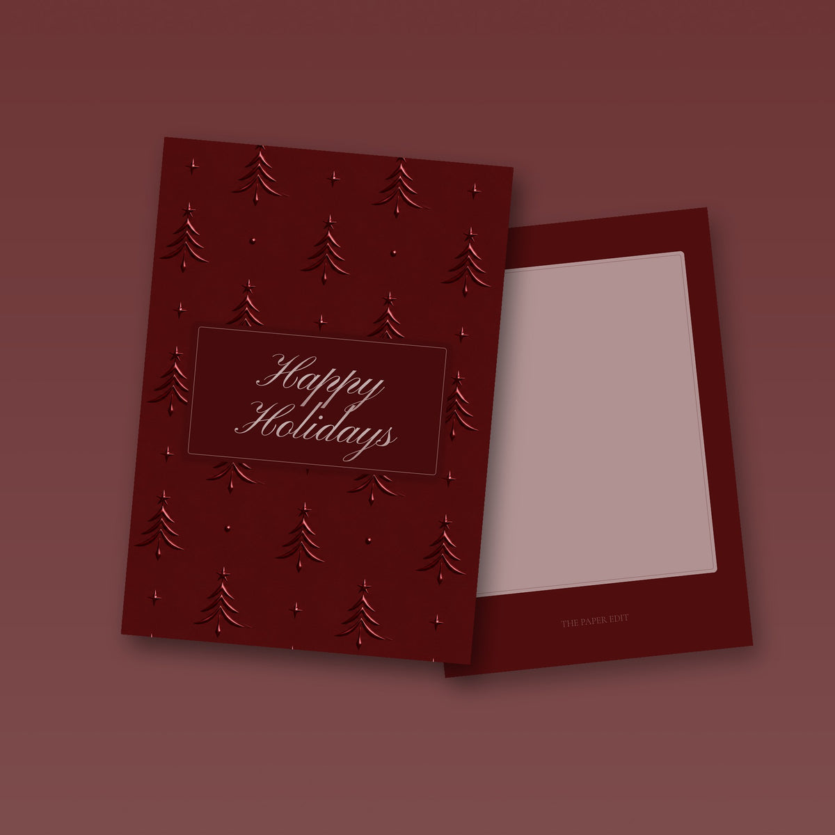 Maroon Embossed Trees Holiday Card by The Paper Edit