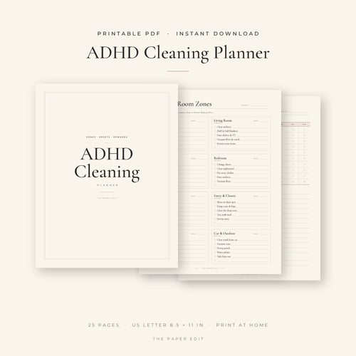 ADHD Cleaning Planner — Printable PDF (Instant Download), printable PDF by The Paper Edit