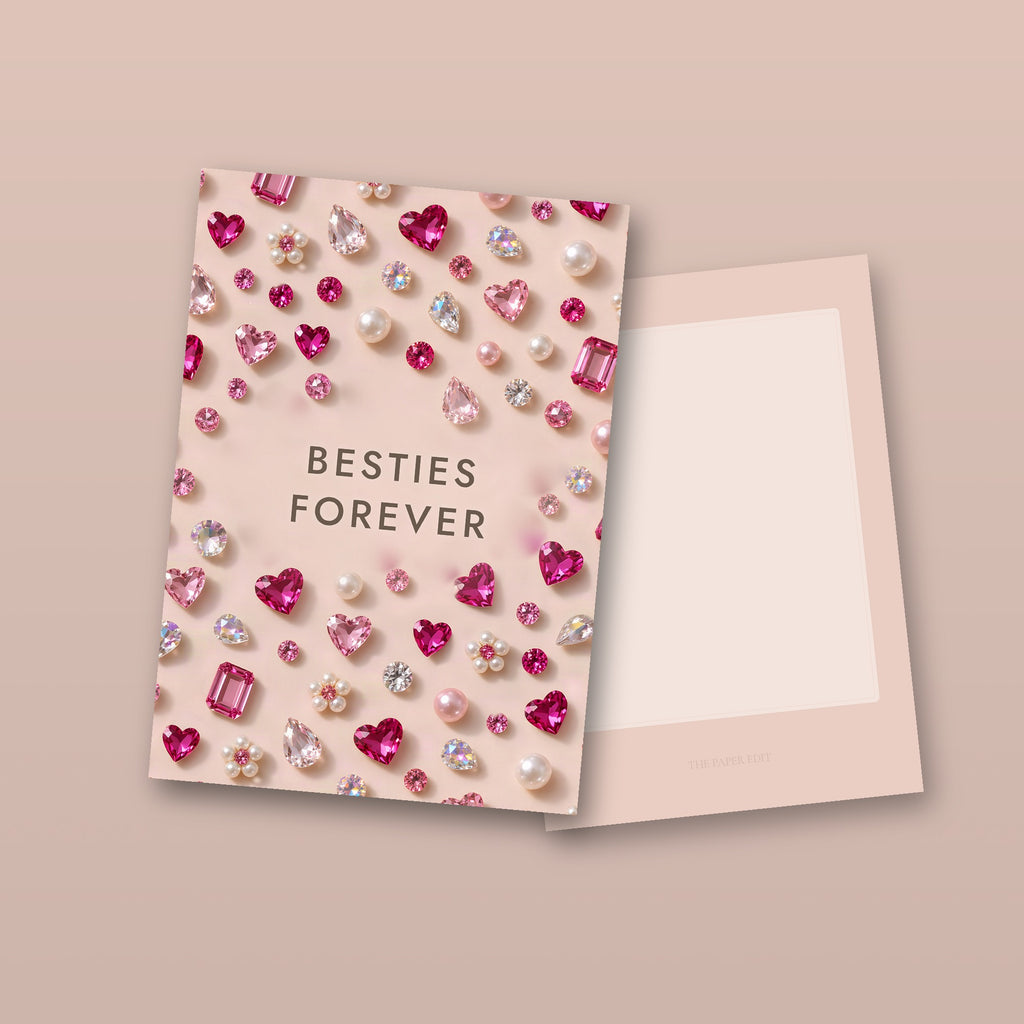 Pink Gems Besties Forever Card (front and back)
